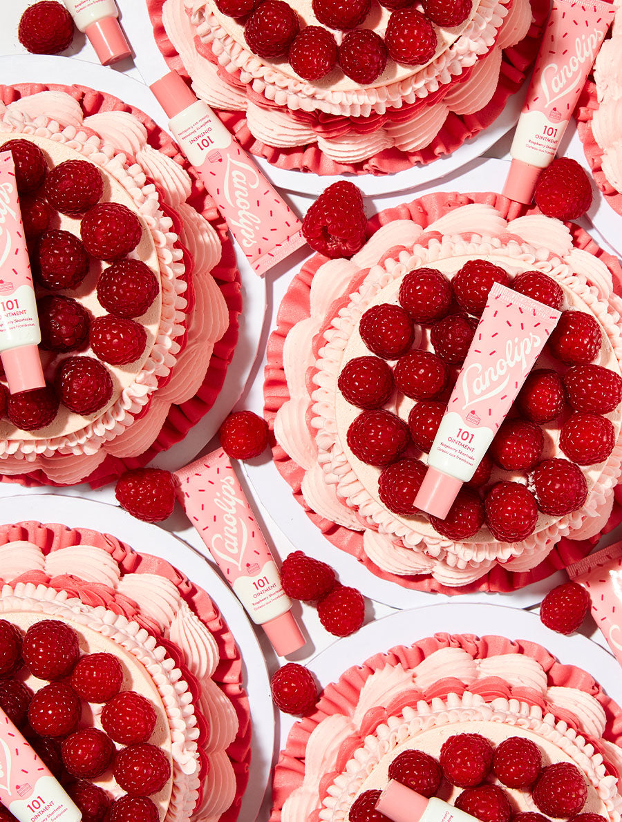 Our Lanolips' 101 Ointment Multi-Balm Raspberry Shortcake has added berry sweetness to your pout, with one swipe of pure Lanolin goodness, Vitamin E and Natural Raspberry Flavor.