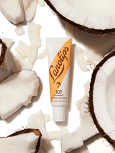 Lanolips Lip Rituals Scrub & Balm Duo Set with Lip Scrub Coconutter and 101 Ointment Multibalm Coconutter. | Load image into Gallery viewer, Lanolips 101 Ointment Multi-Balm in Coconutter contains our Original 101 Ointment and infused it with coconut oil &amp; vitamin E
