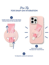 Lanolips 101 Ointment Multi Balm Strawberry & Lip Balm Phone Holder | Load image into Gallery viewer, The Lanolips Lip Balm Phone holder how to use instructions pro tip
