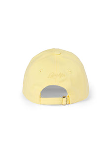 Lanolips Go Bananas Yellow Cap showcases a back view with an adjustable slider fastening, allowing you to easily customize the fit for most head sizes. The cap also features the iconic Lanolips logo on the back, adding a touch of brand flair to your style.