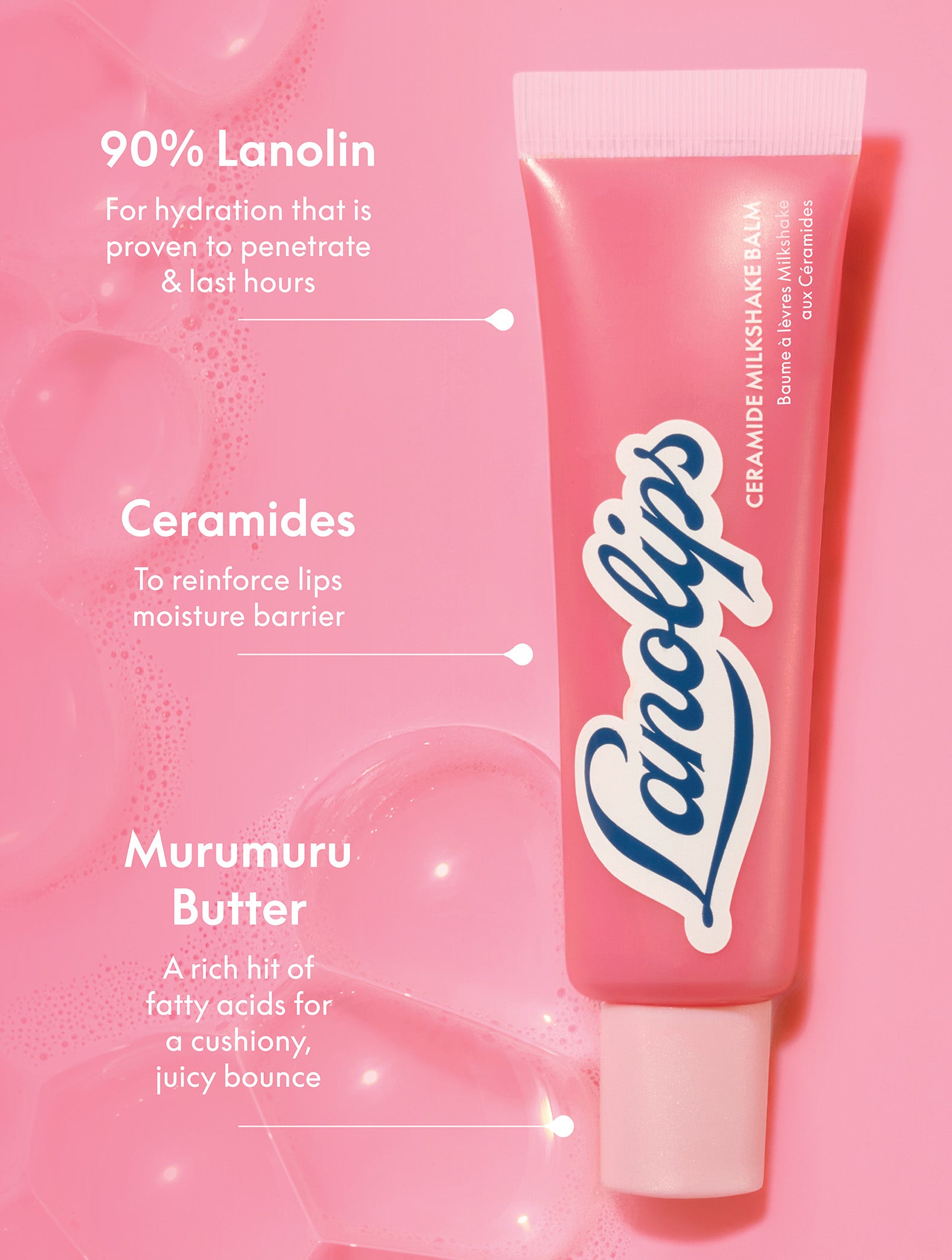 Ceramide Milkshake Lip Balm Strawberry Bubble | Lanolips US