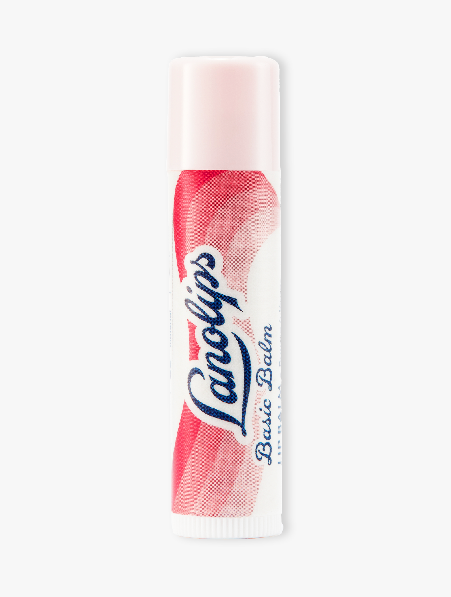 Product shot of Lanolips Basic Balm Strawberry against a white background.