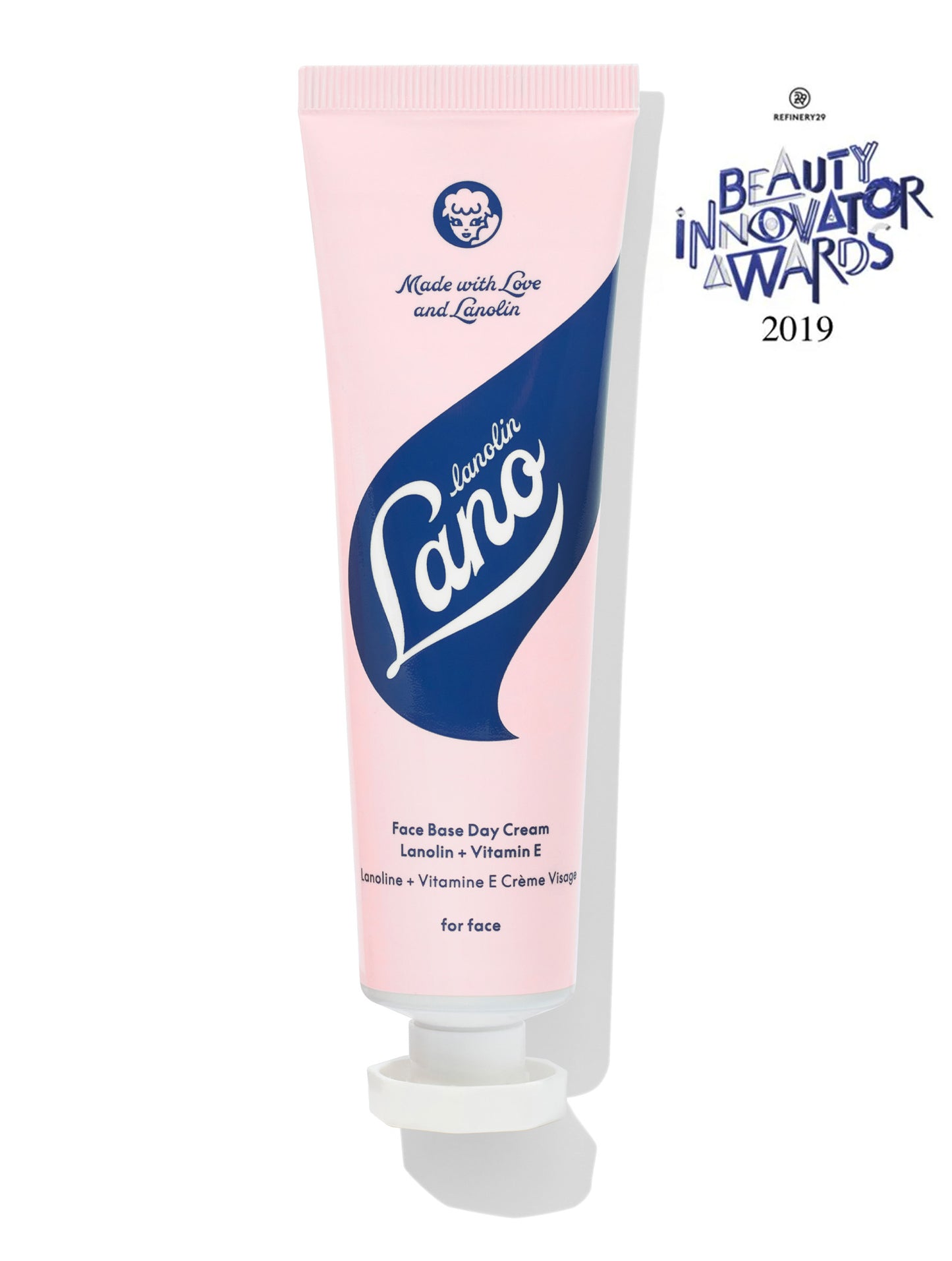 Lanolips Face Base Day Cream Lanolin + Vitamin E won the Refinery29 Beauty Innovator Award in 2019. Dermatalogically tested for sensitive skin.