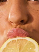 Lemonaid Lip Treatment | Load image into Gallery viewer, Close up shot of model wearing the Lemonaid Lip Treatment
