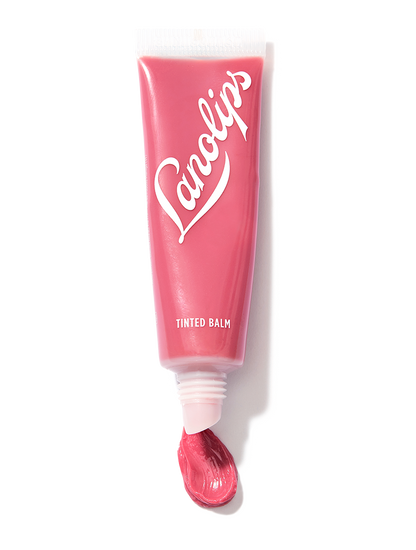 Lanolips tinted lip balm in the shade rhubarb.